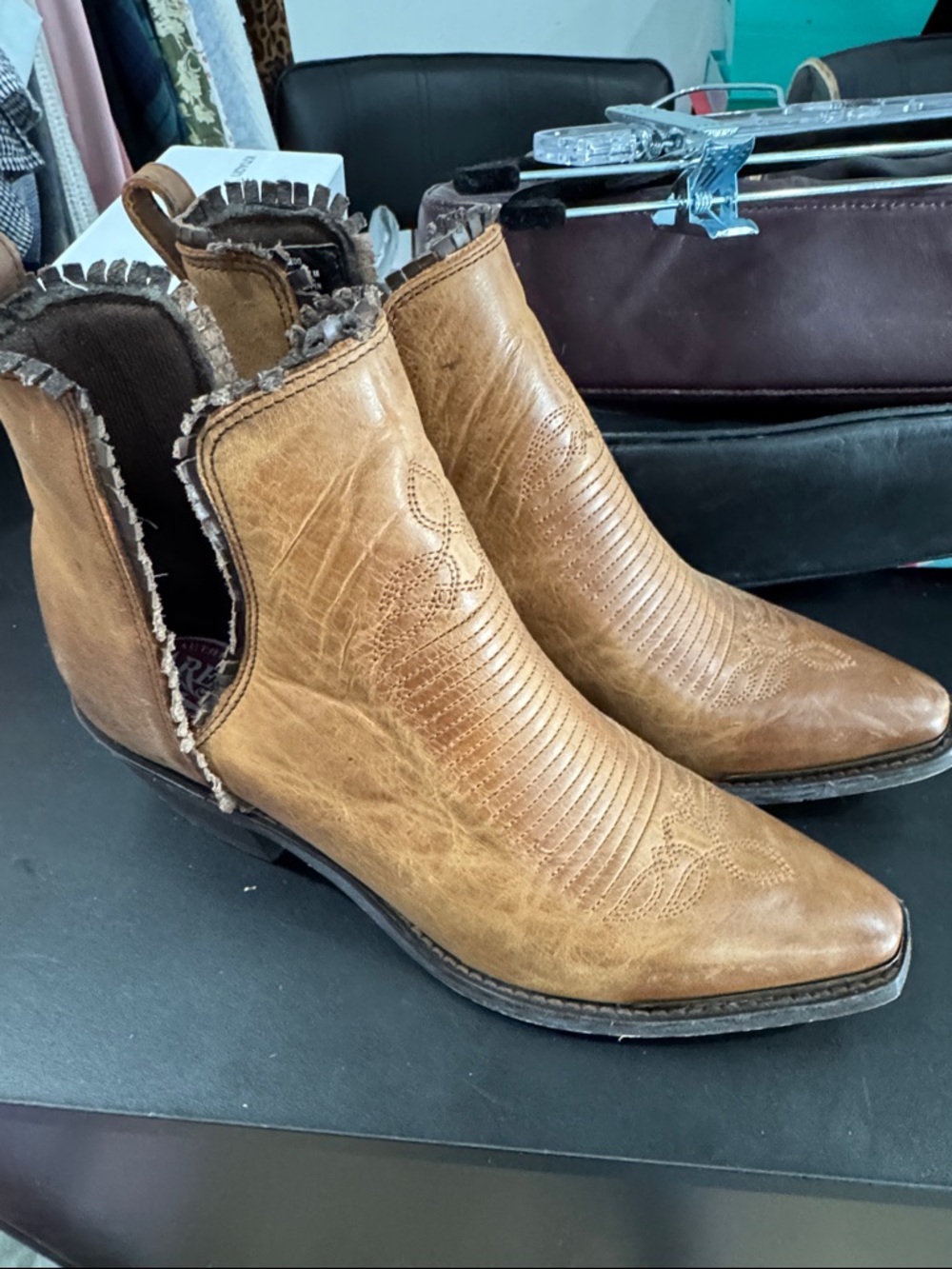 Laredo Brown Leather Western Ankle Boots